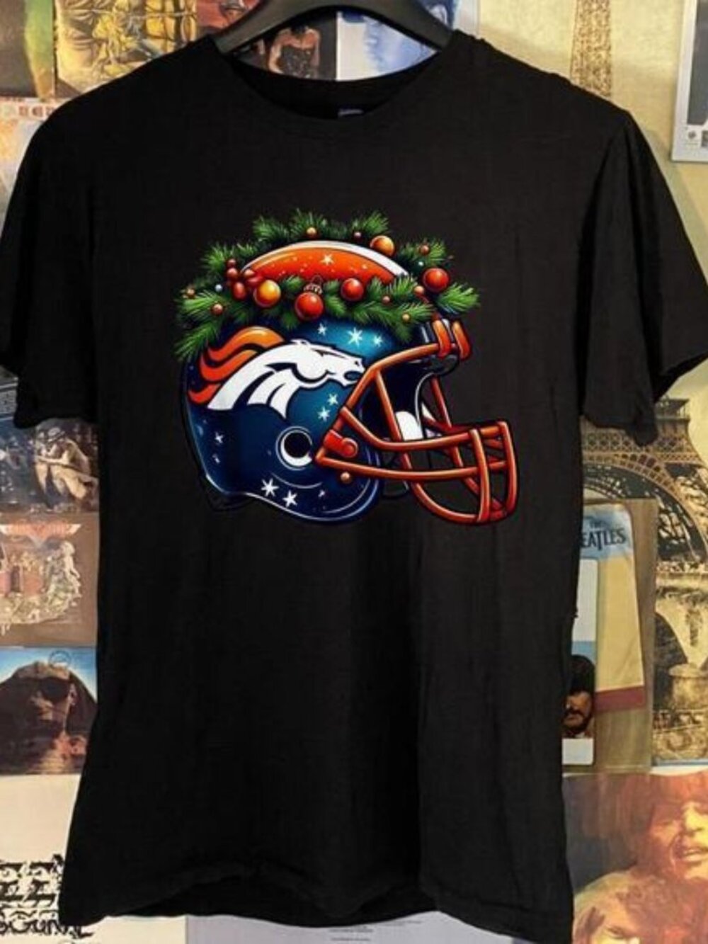 Denver Broncos Christmas T-Shirt, Nfl Unisex Black T-Shirt
